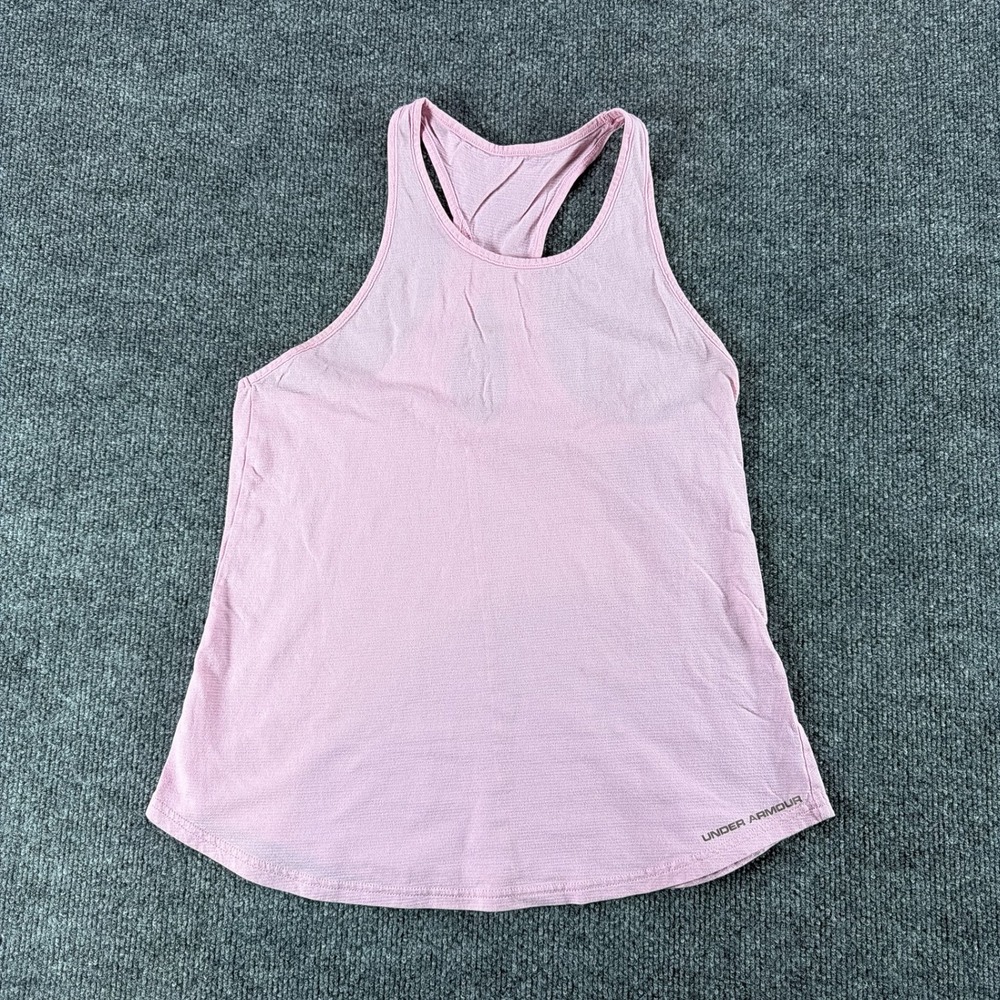 Under Armour Womens Charged Cotton Racerback Tank Top Pink Keyhole Sm Running